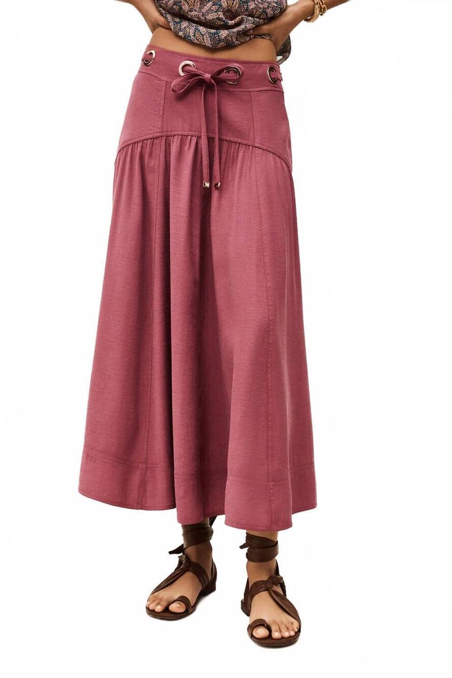 NEW BA&SH donia midi skirt in rose